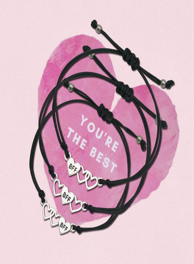 Teniinet Adjustable size and beautiful bracelet,best friend gift for women(Silver Heart for 3) - Image 4